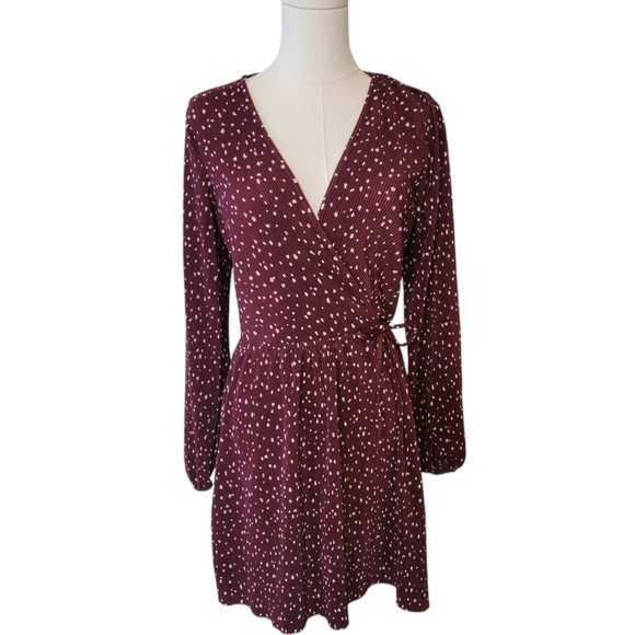 Abercrombie & Fitch Brown Deep V Faux Wrap Dress Size Small - Picture 2 of 5